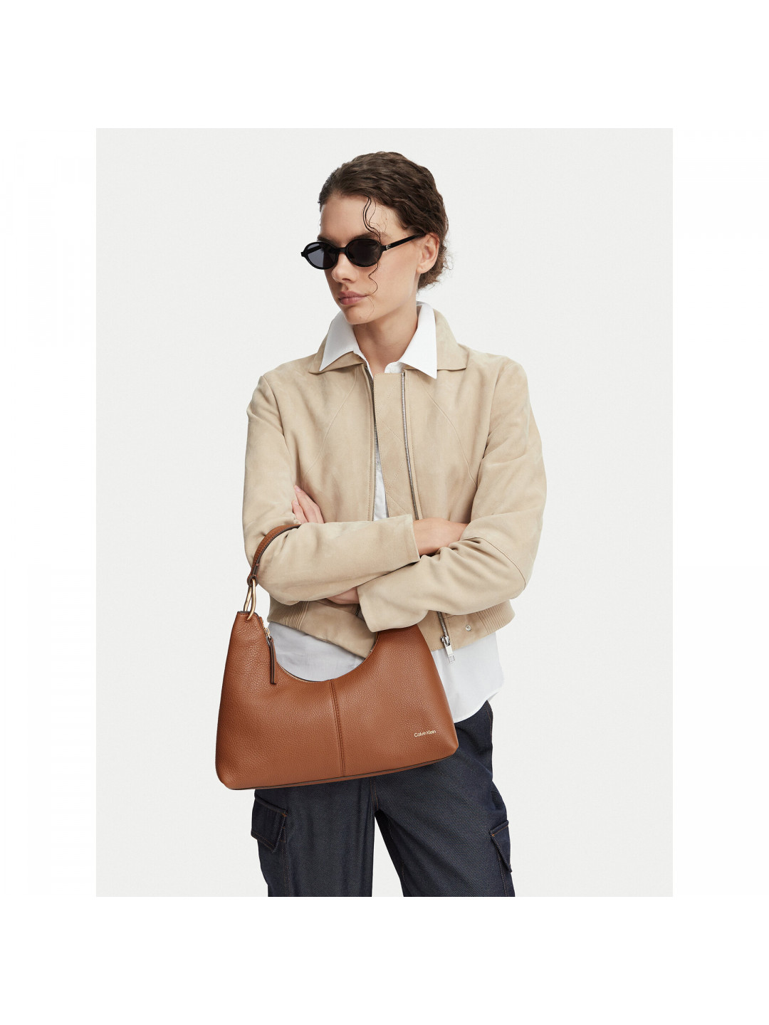 Kabelka Calvin Klein Slouchy Leather Shoulder Bag LV04F3657G Zelená